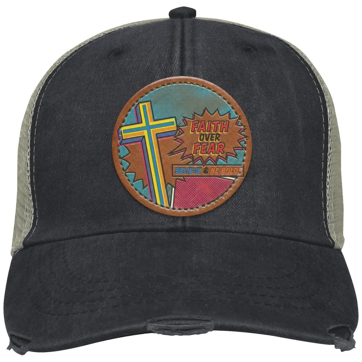 Faith Over Fear | Christian Trucker Hat | Believe & Be Bold Cross Design, view 7