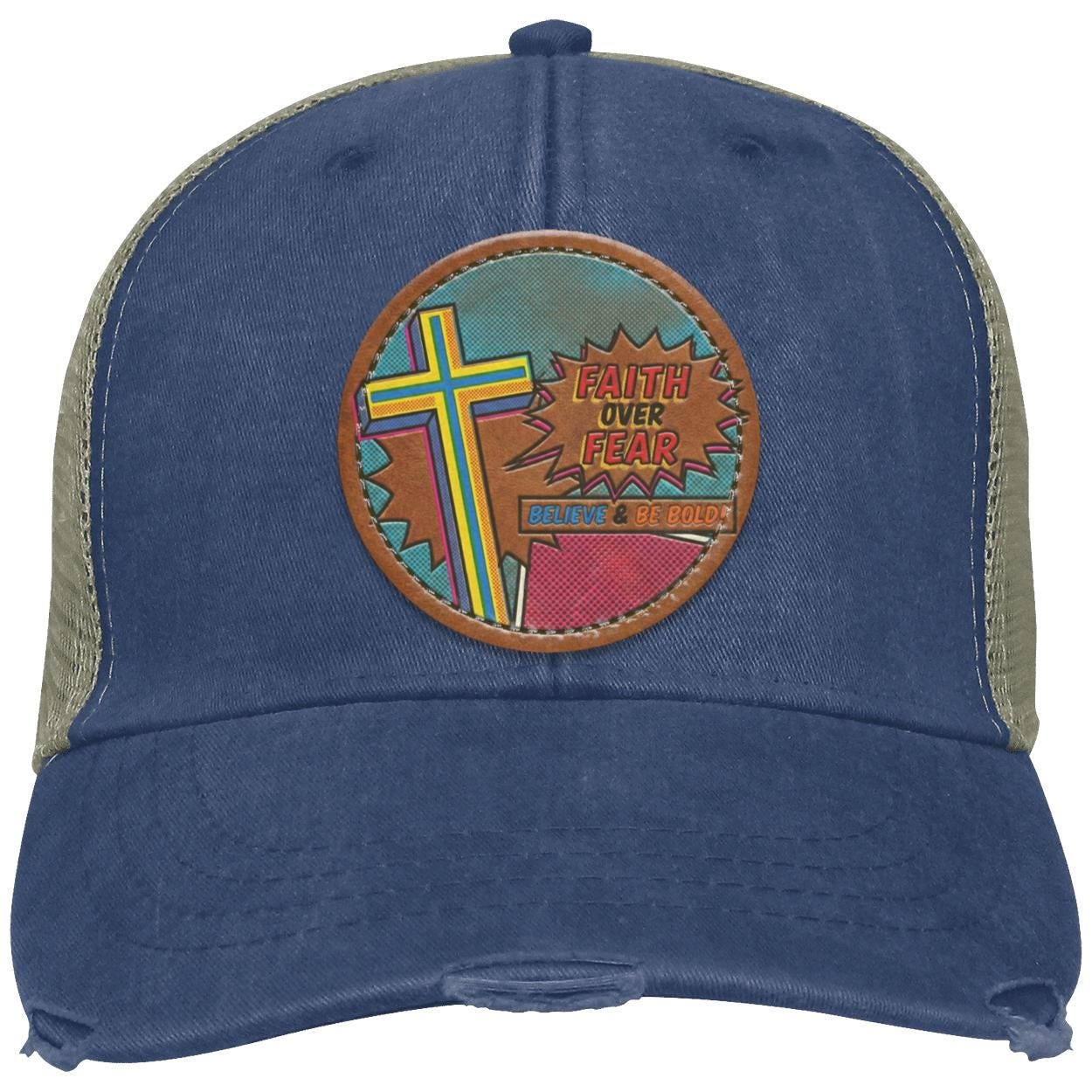 Faith Over Fear | Christian Trucker Hat | Believe & Be Bold Cross Design, view 8