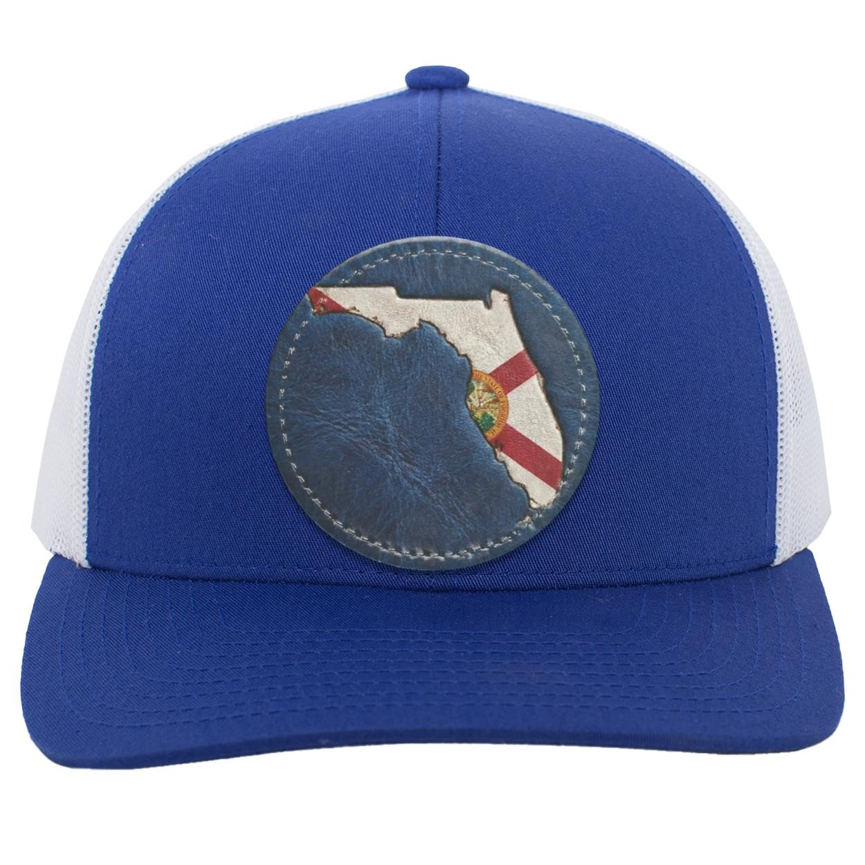 Florida Flag Leather Patch Trucker Hat | Sunshine State Pride, view 3