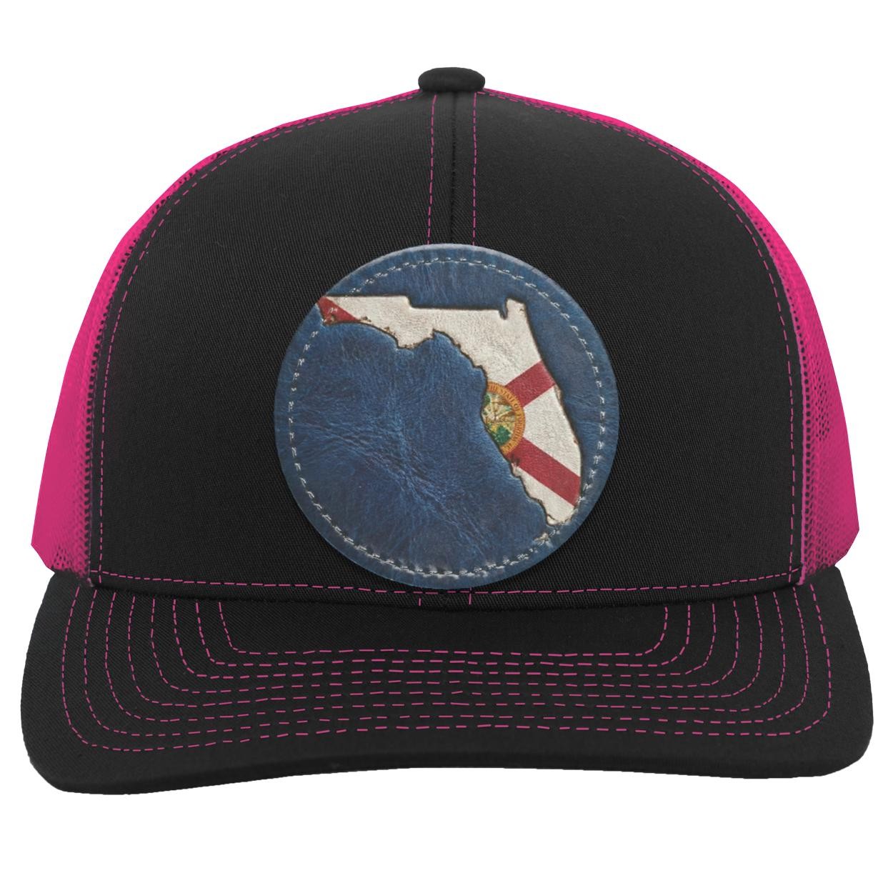 Florida Flag Leather Patch Trucker Hat | Sunshine State Pride, view 4