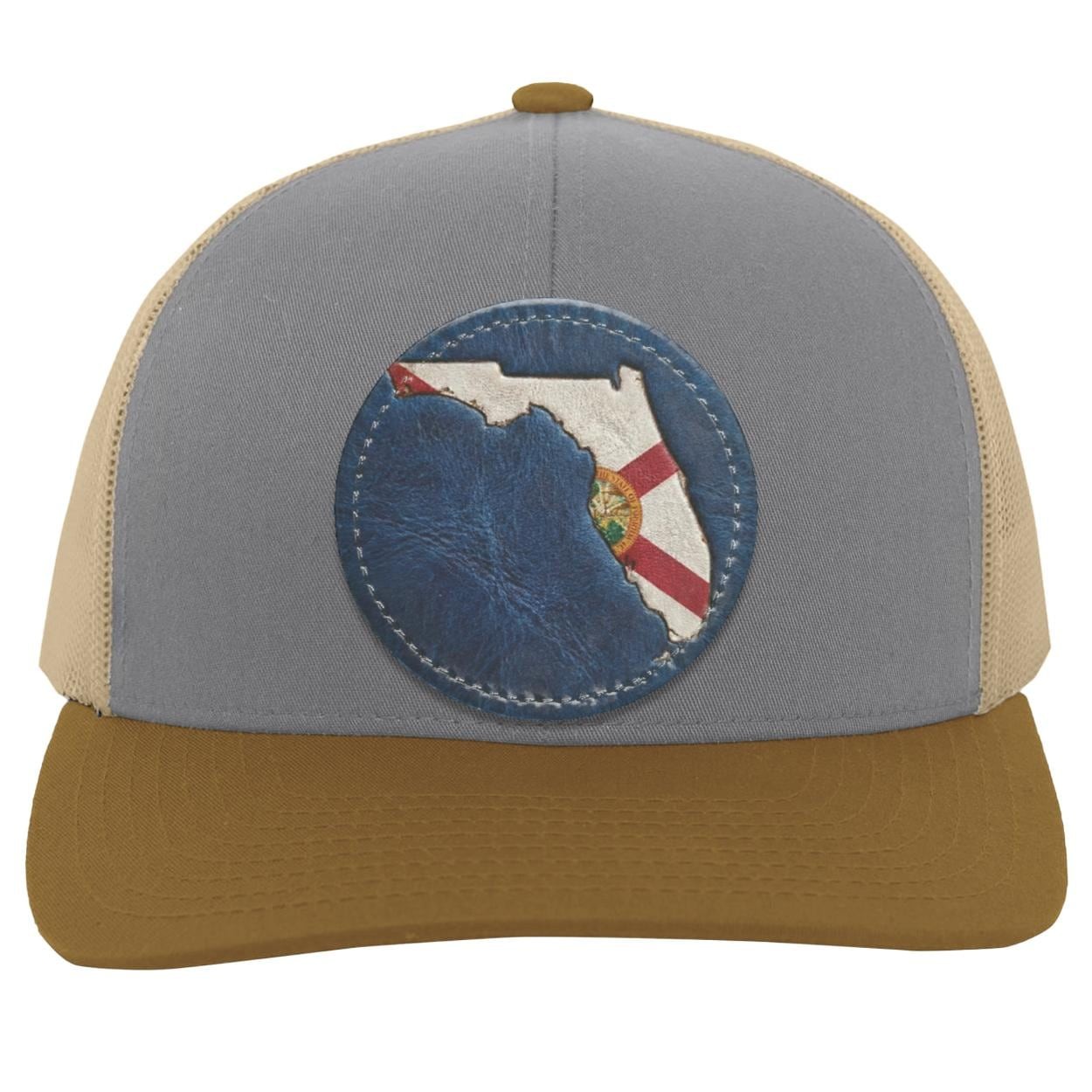 Florida Flag Leather Patch Trucker Hat | Sunshine State Pride, view 5