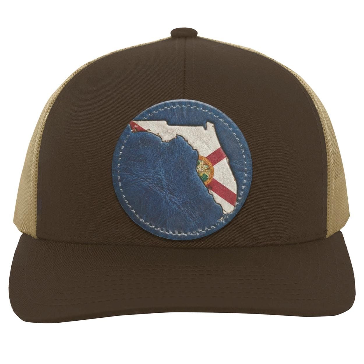 Florida Flag Leather Patch Trucker Hat | Sunshine State Pride, view 6