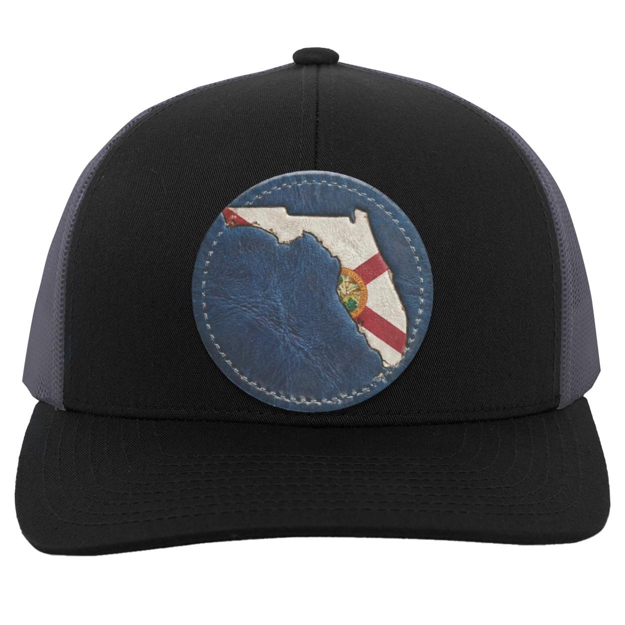 Florida Flag Leather Patch Trucker Hat | Sunshine State Pride, view 7