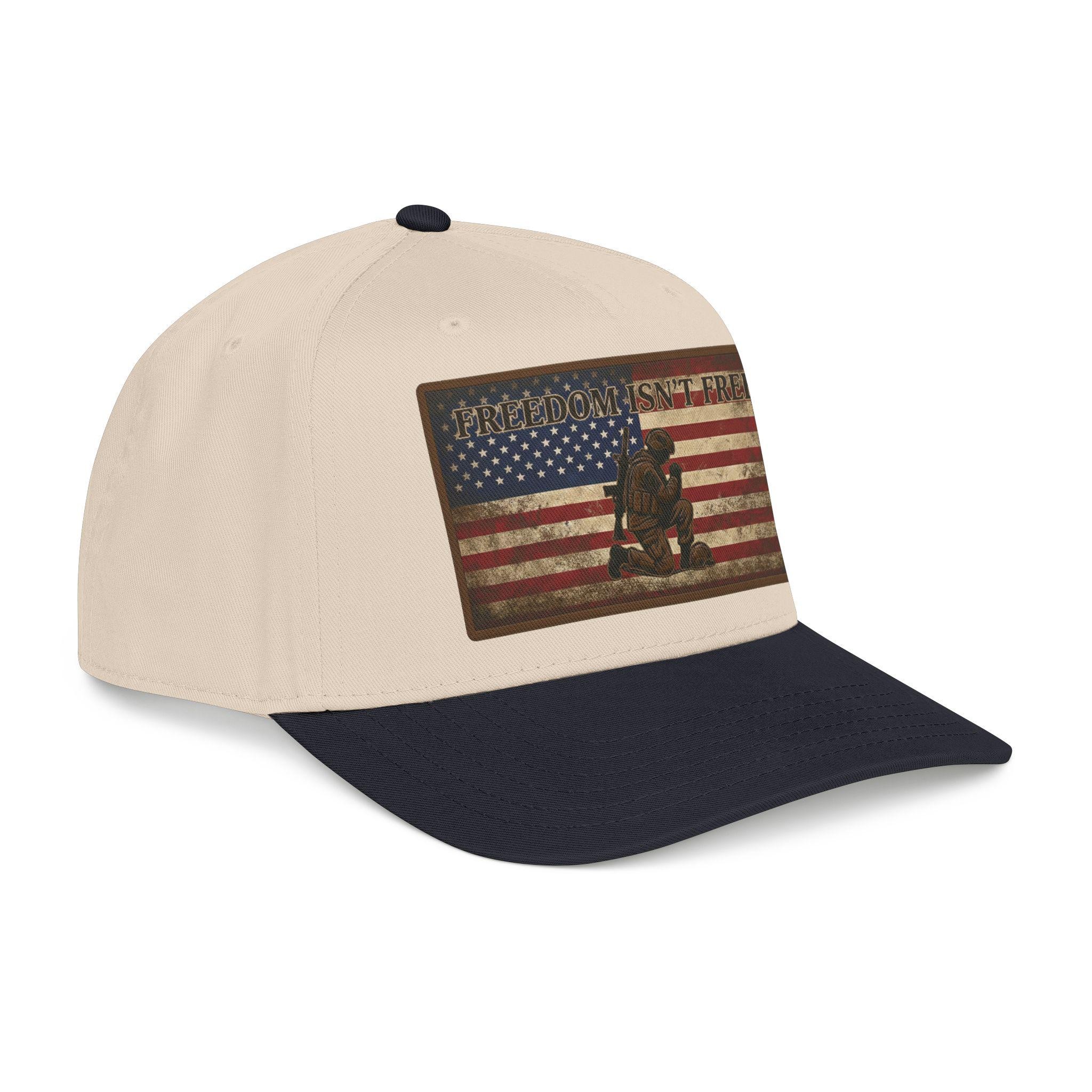 Freedom Isn't Free hat | Kneeling Soldier with American Flag baseball cap |, view 10