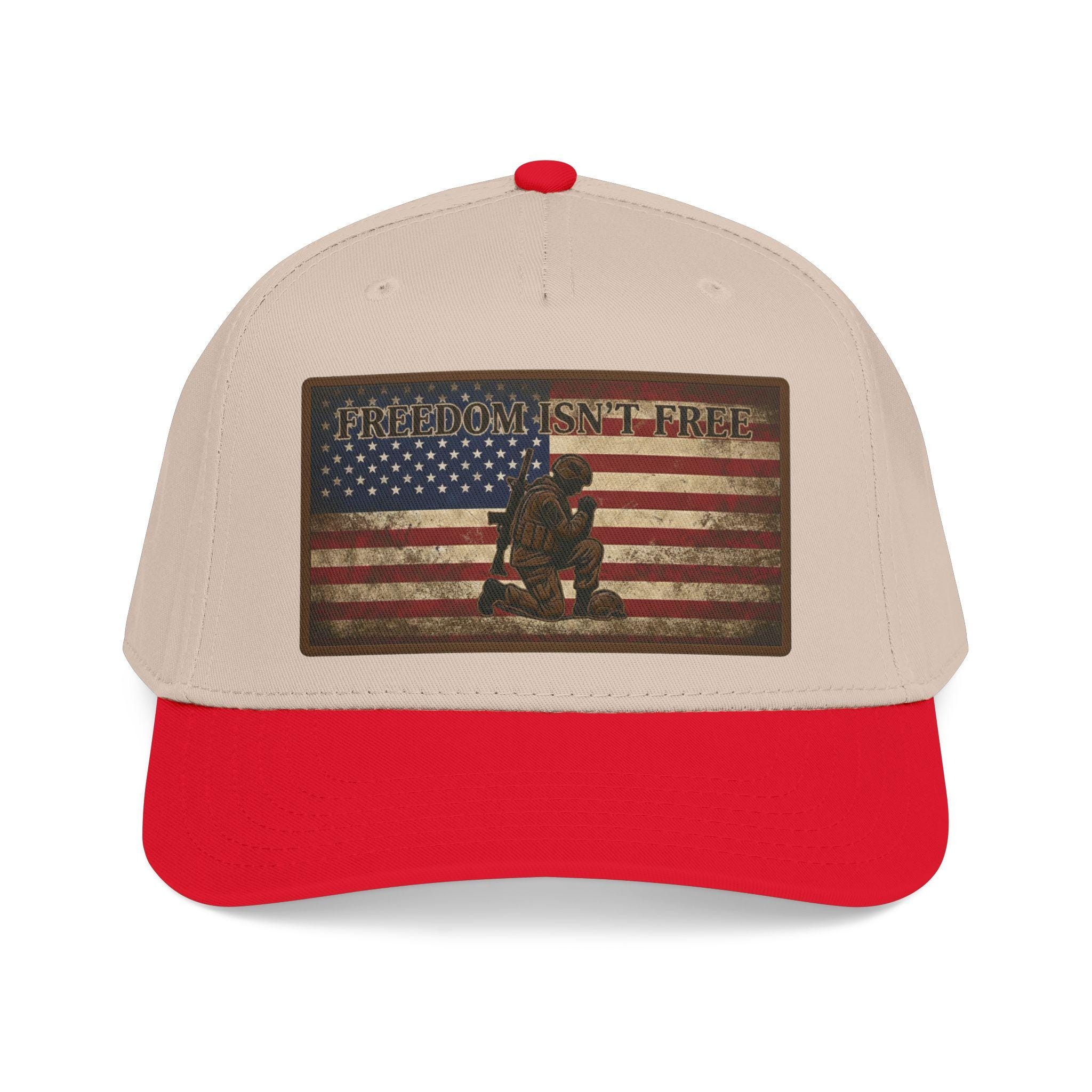 Freedom Isn't Free hat | Kneeling Soldier with American Flag baseball cap |, view 11