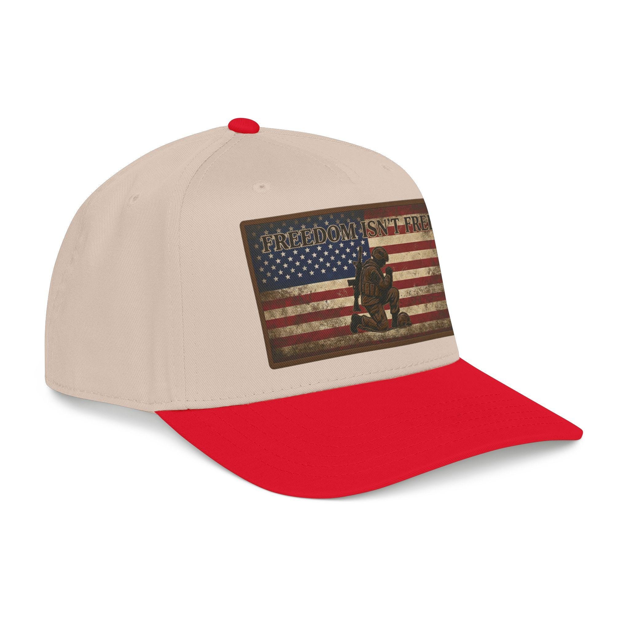 Freedom Isn't Free hat | Kneeling Soldier with American Flag baseball cap |, view 12