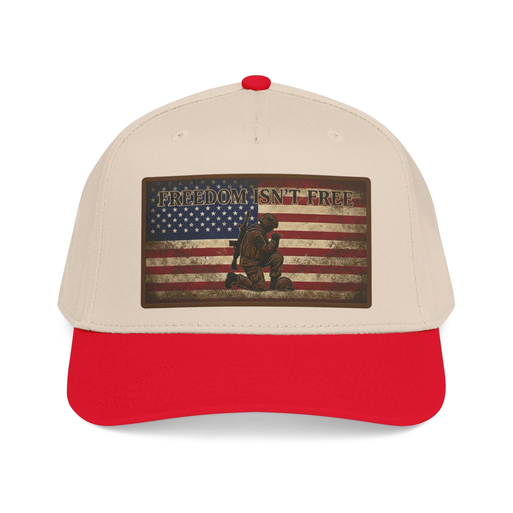 Freedom Isn't Free hat | Kneeling Soldier with American Flag baseball cap |, view 13