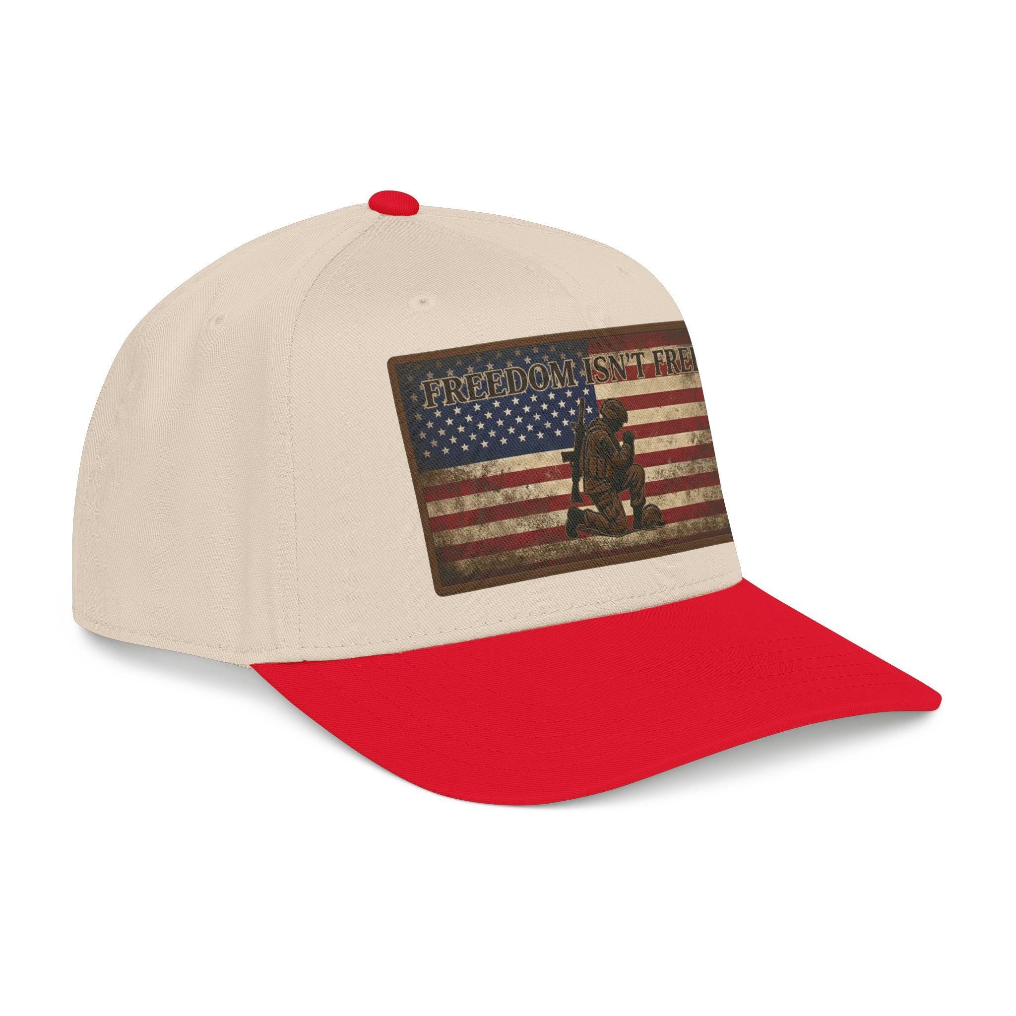 Freedom Isn't Free hat | Kneeling Soldier with American Flag baseball cap |, view 14