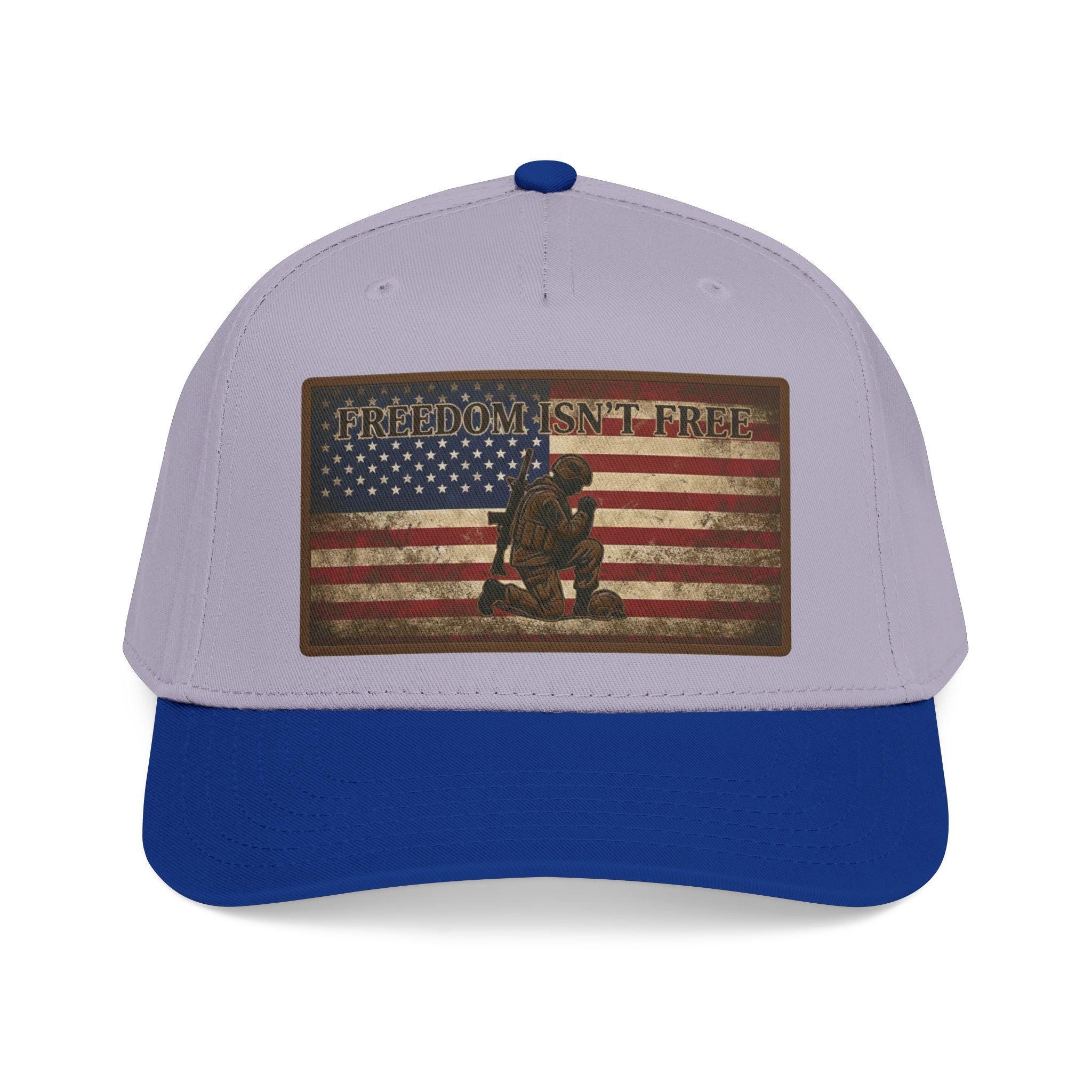 Freedom Isn't Free hat | Kneeling Soldier with American Flag baseball cap |, view 5
