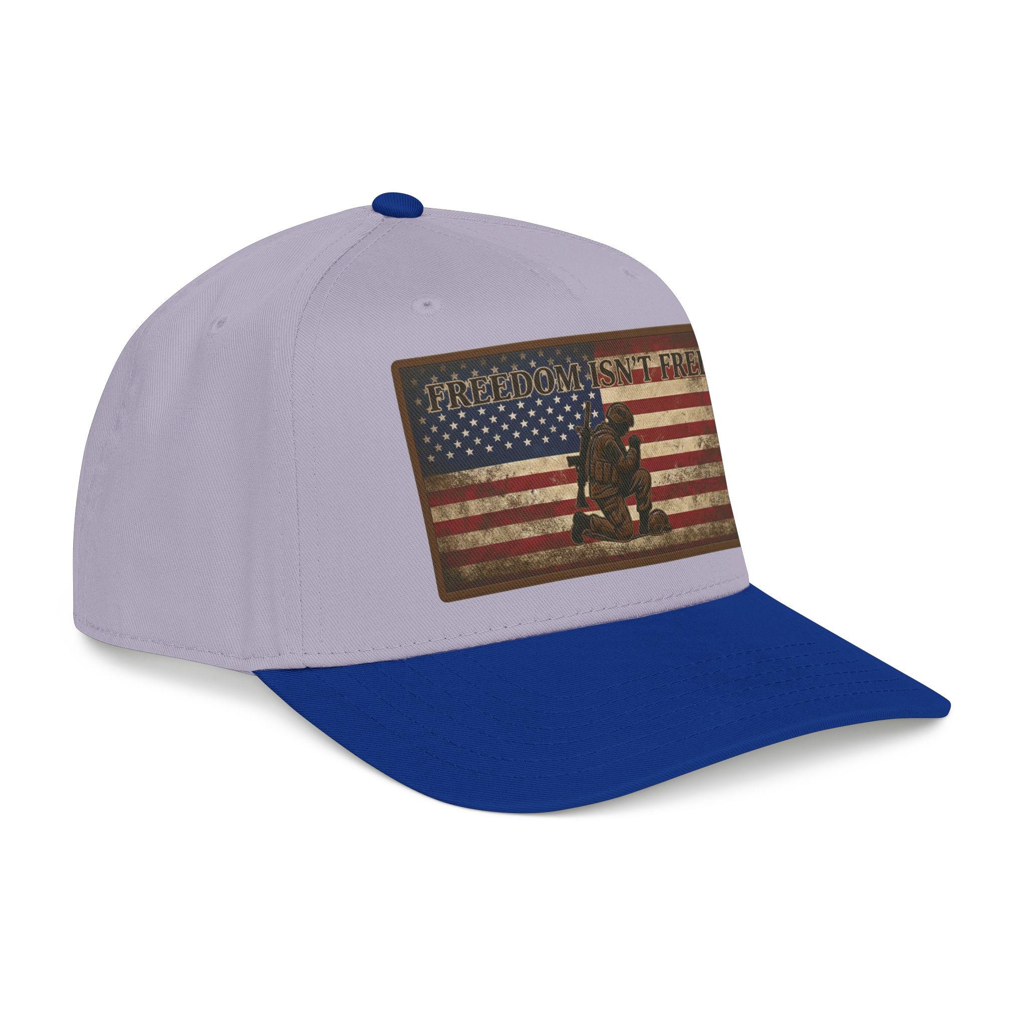 Freedom Isn't Free hat | Kneeling Soldier with American Flag baseball cap |, view 6
