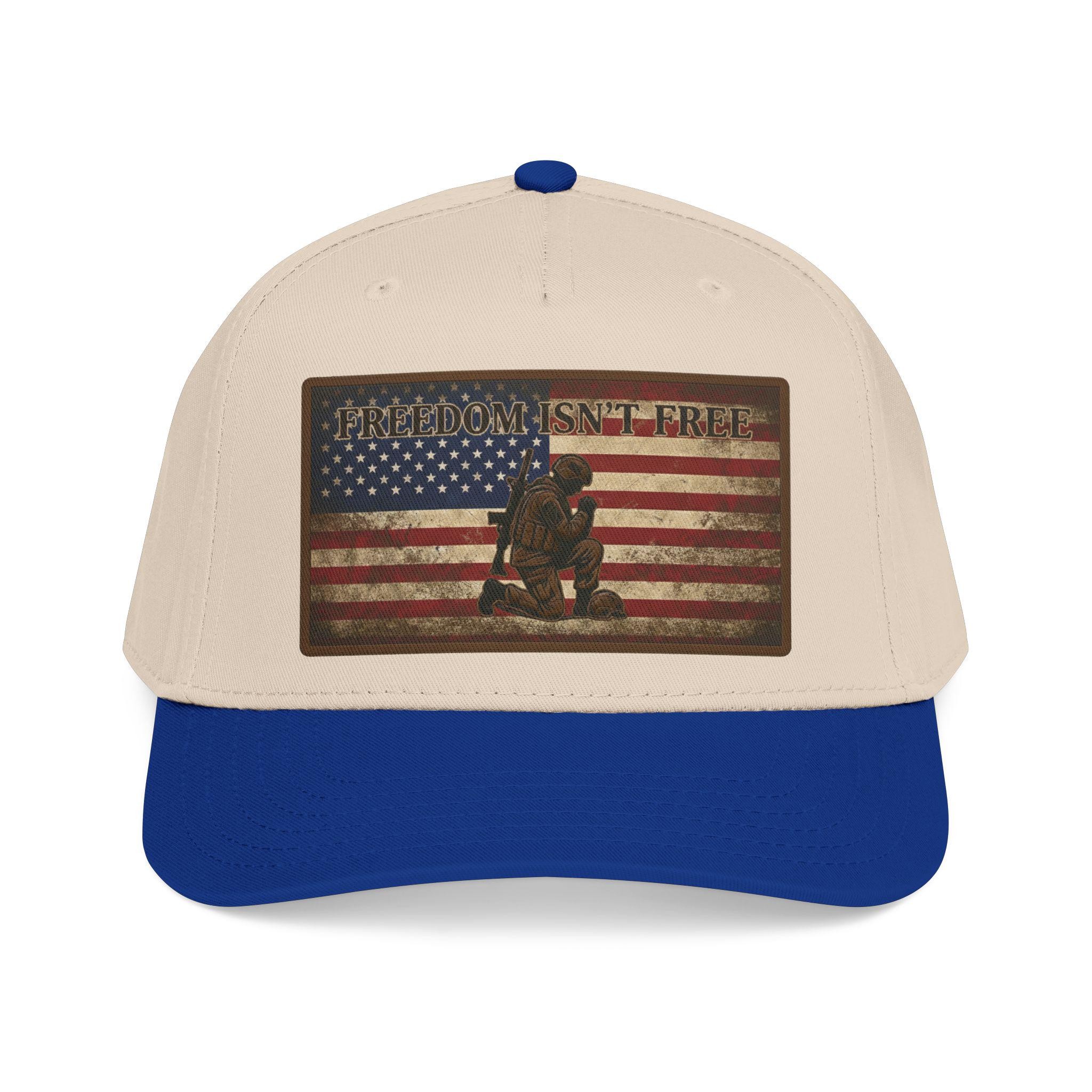Freedom Isn't Free hat | Kneeling Soldier with American Flag baseball cap |, view 7
