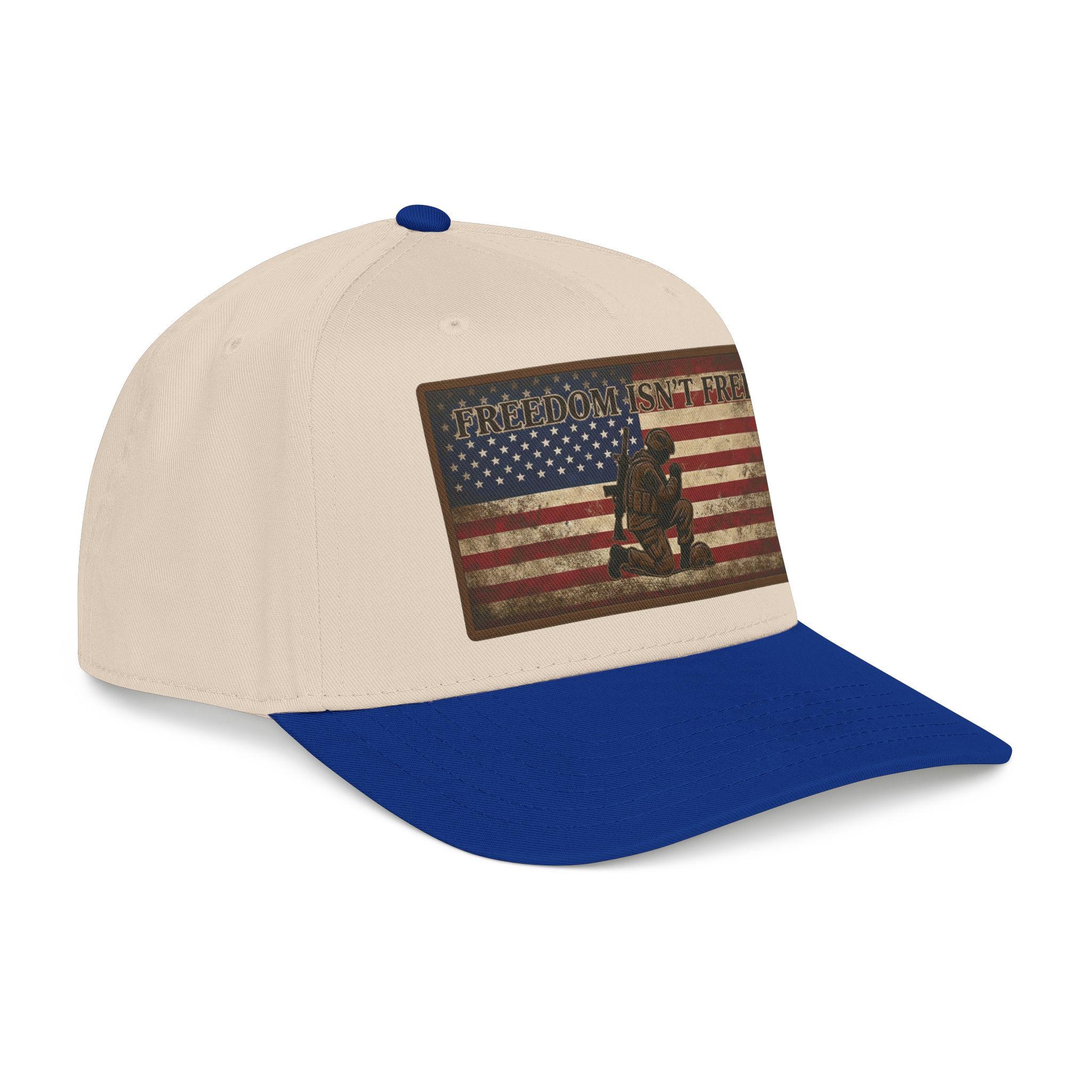 Freedom Isn't Free hat | Kneeling Soldier with American Flag baseball cap |, view 8
