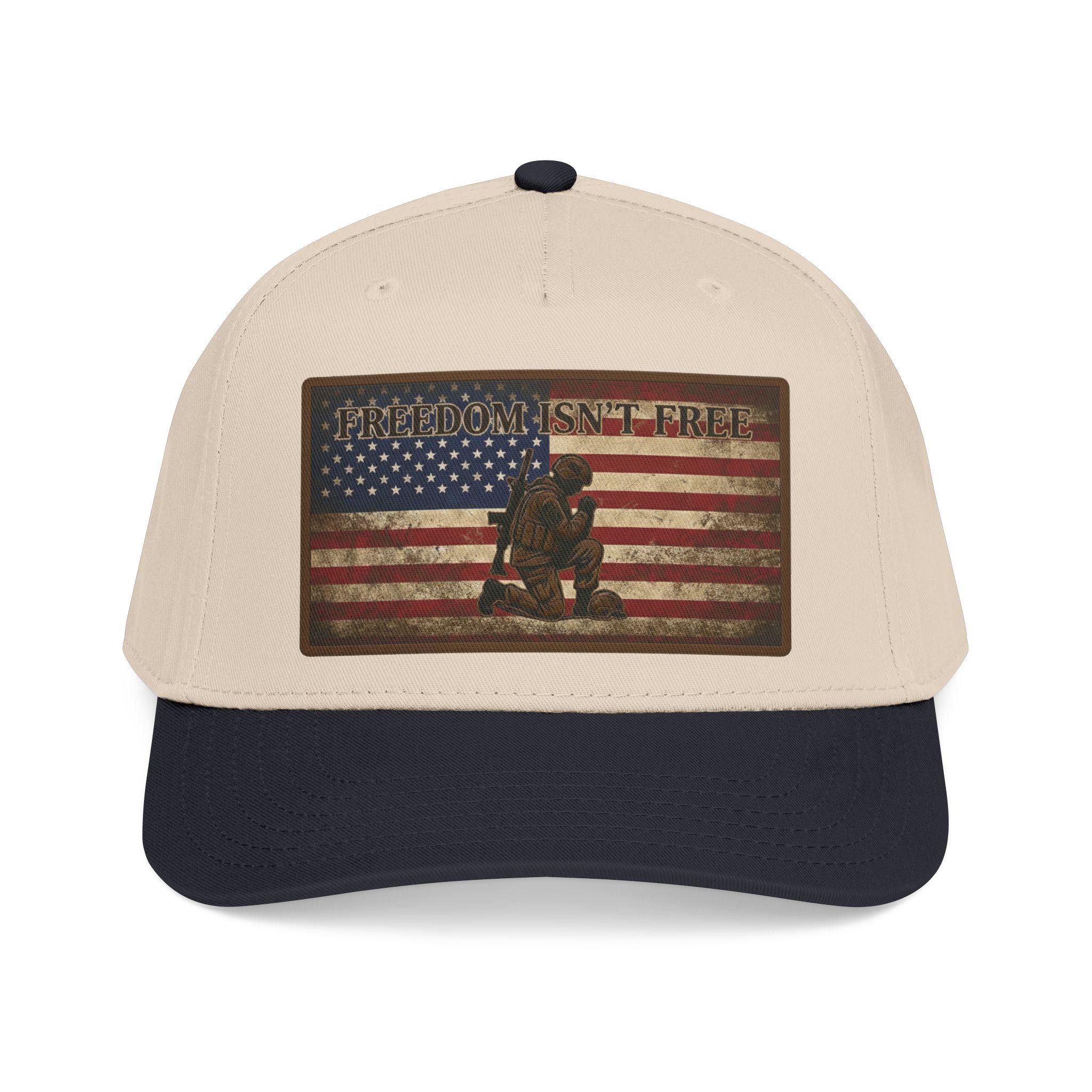 Freedom Isn't Free hat | Kneeling Soldier with American Flag baseball cap |, view 9