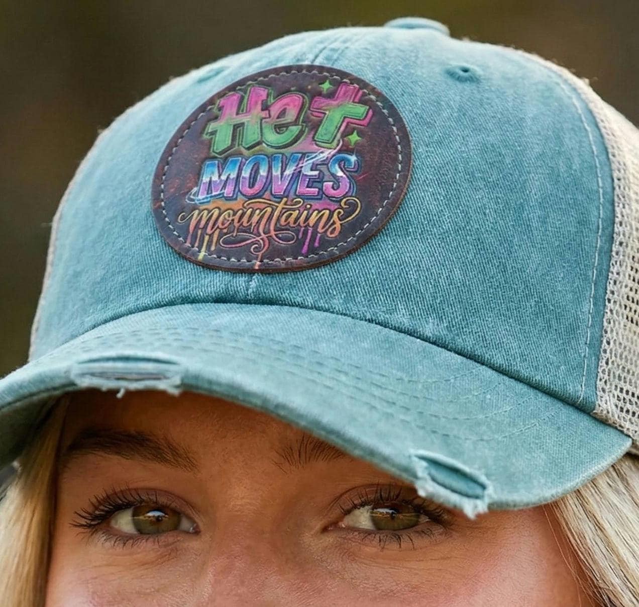 He Moves Mountains Patch Cap | Christian Trucker Hat