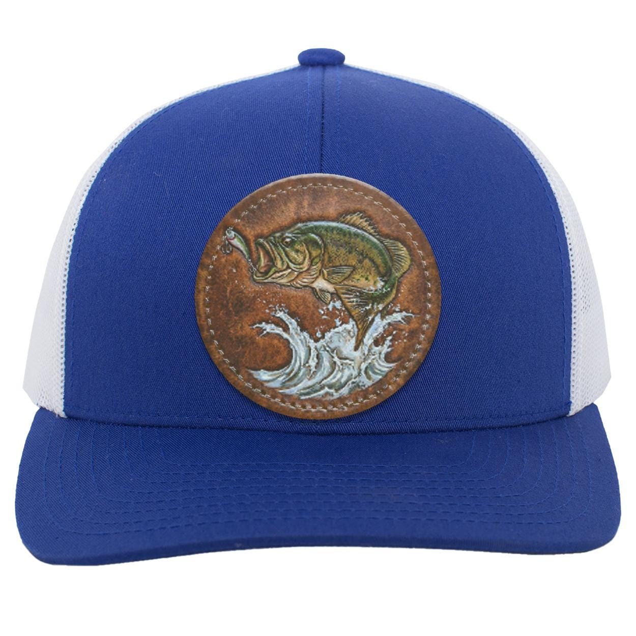 Largemouth Bass Trucker Hat, Vegan Leather Patch, Angler Gift, view 9