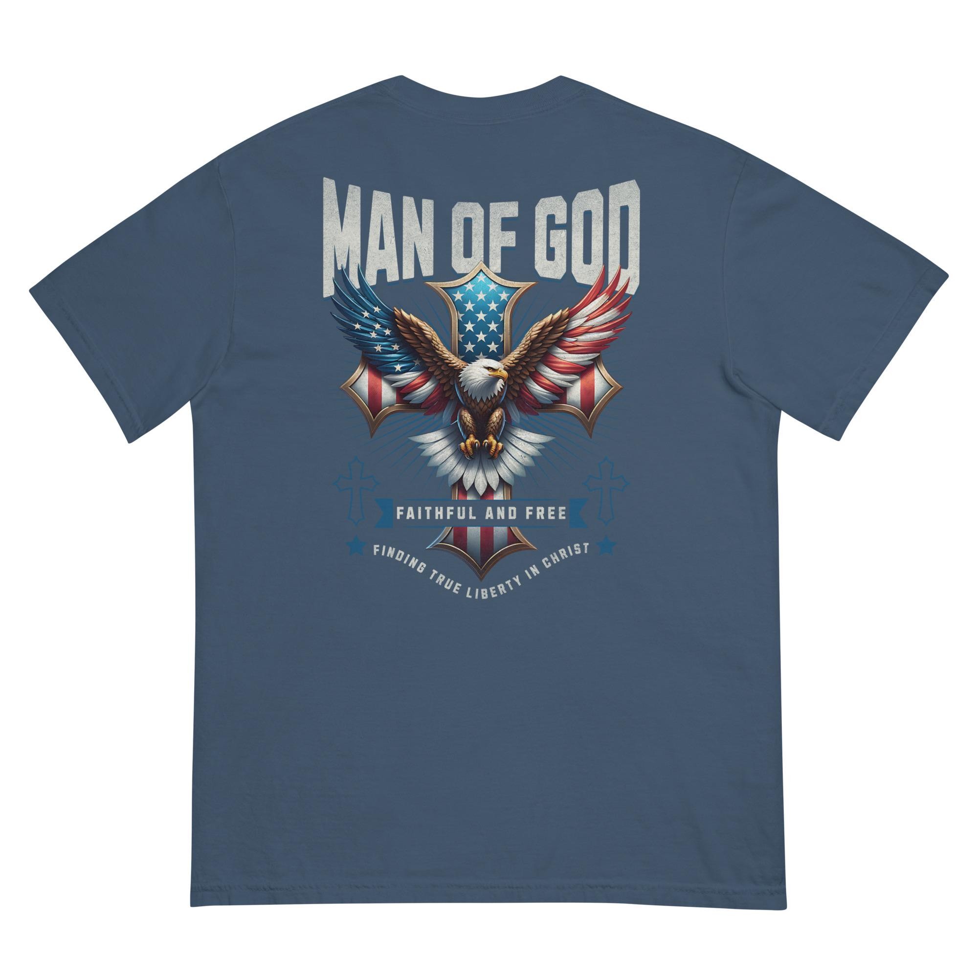 Man of God T-Shirt, Patriotic Eagle Cross, Comfort Colors Tee, view 10