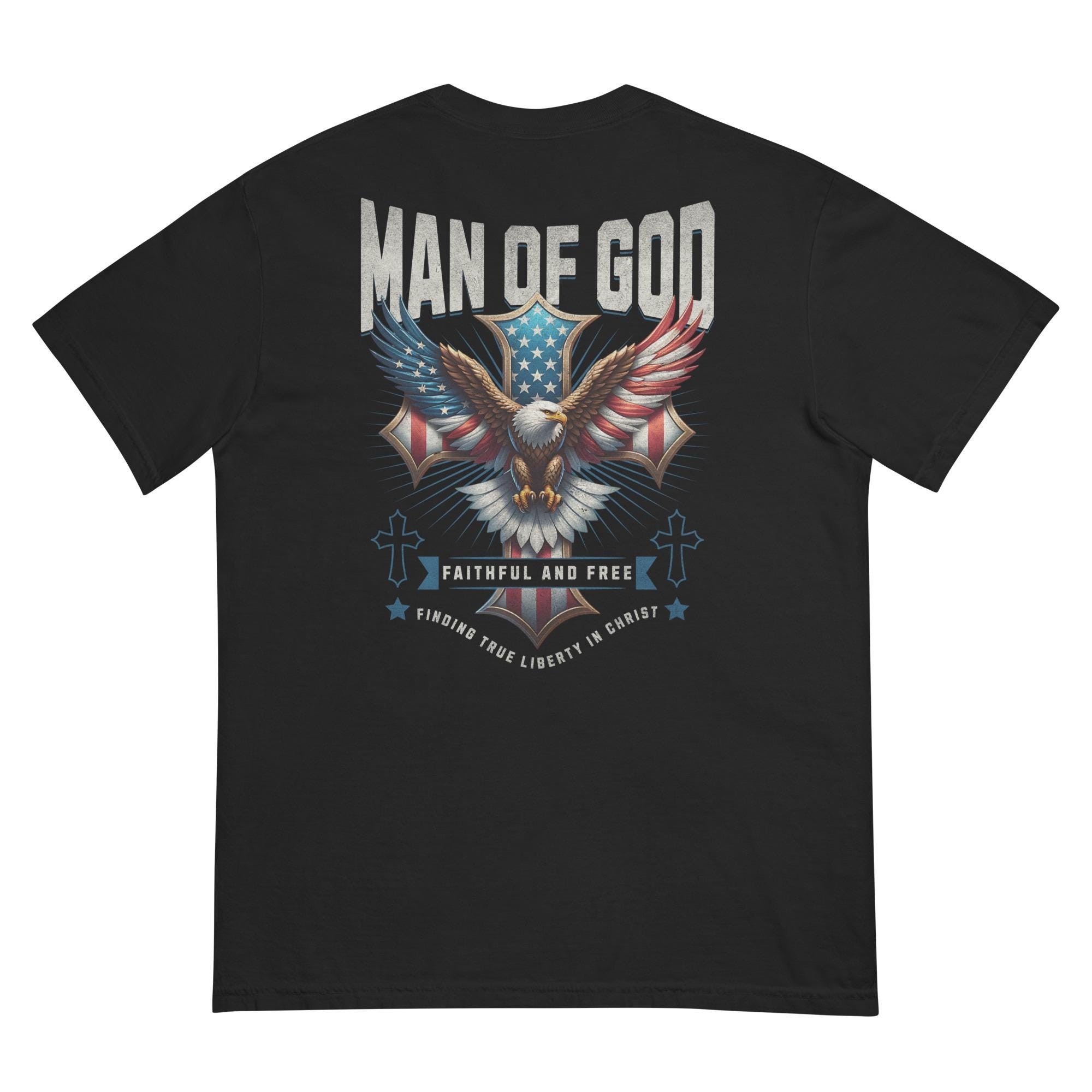 Man of God T-Shirt, Patriotic Eagle Cross, Comfort Colors Tee, view 5