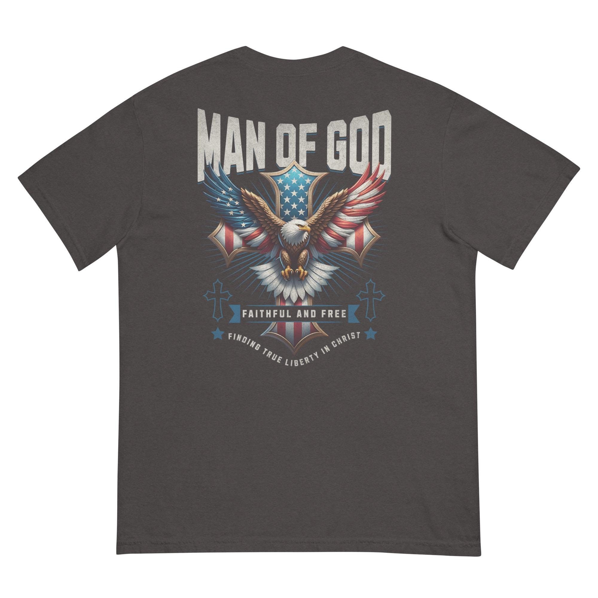 Man of God T-Shirt, Patriotic Eagle Cross, Comfort Colors Tee, view 8