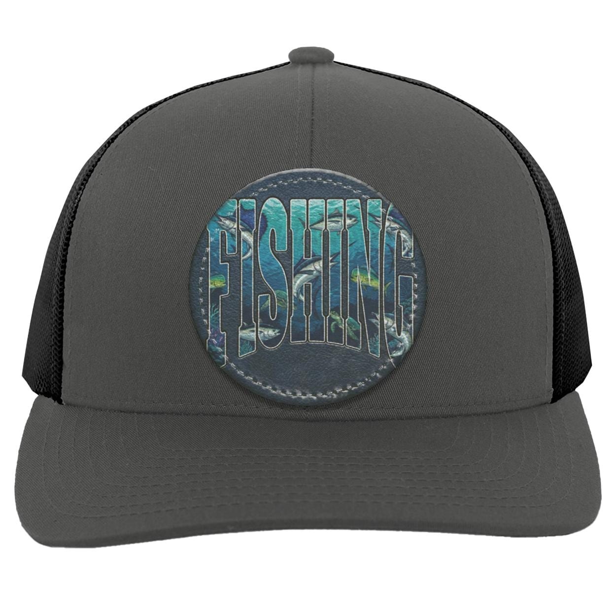 Ocean Fishing Trucker Hat | Vegan Leather Patch, Angler Gift, view 10