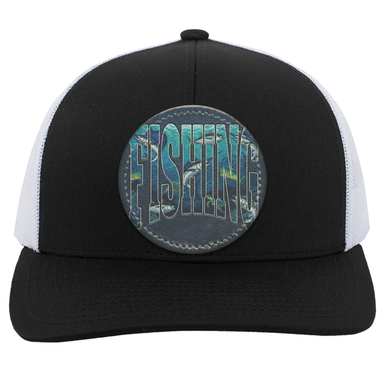 Ocean Fishing Trucker Hat | Vegan Leather Patch, Angler Gift, view 2