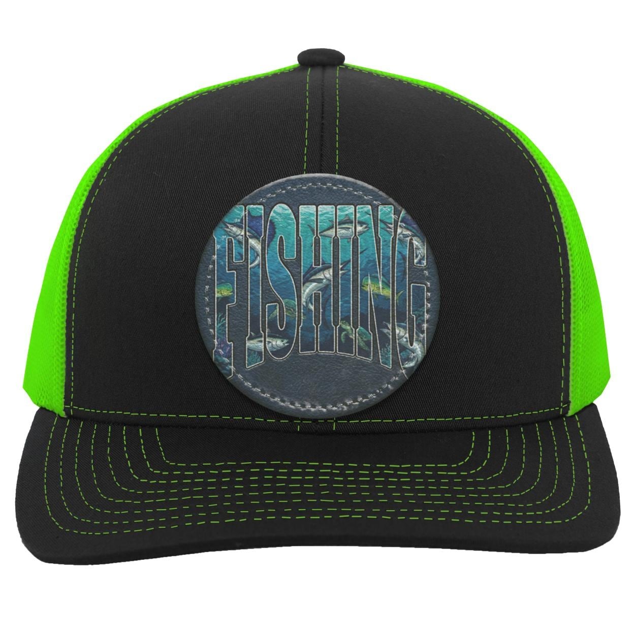 Ocean Fishing Trucker Hat | Vegan Leather Patch, Angler Gift, view 5
