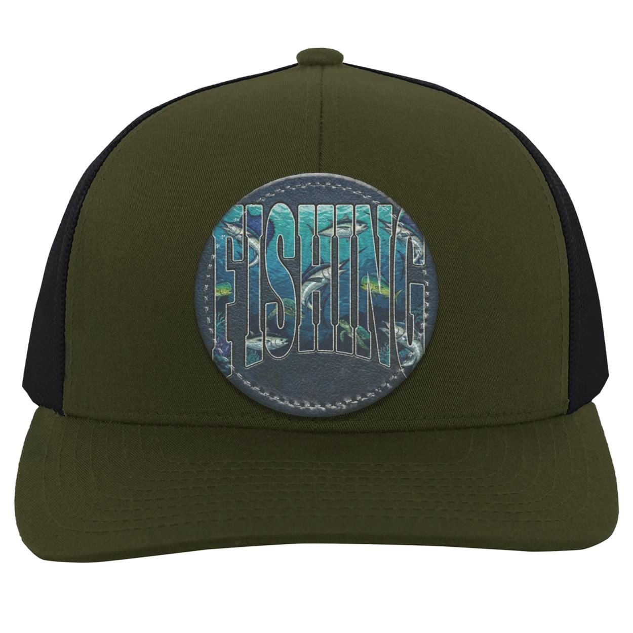 Ocean Fishing Trucker Hat | Vegan Leather Patch, Angler Gift, view 6