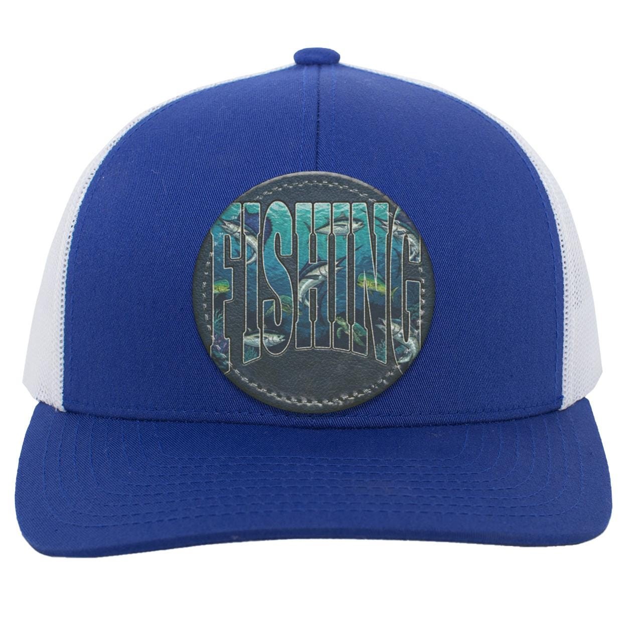Ocean Fishing Trucker Hat | Vegan Leather Patch, Angler Gift, view 8