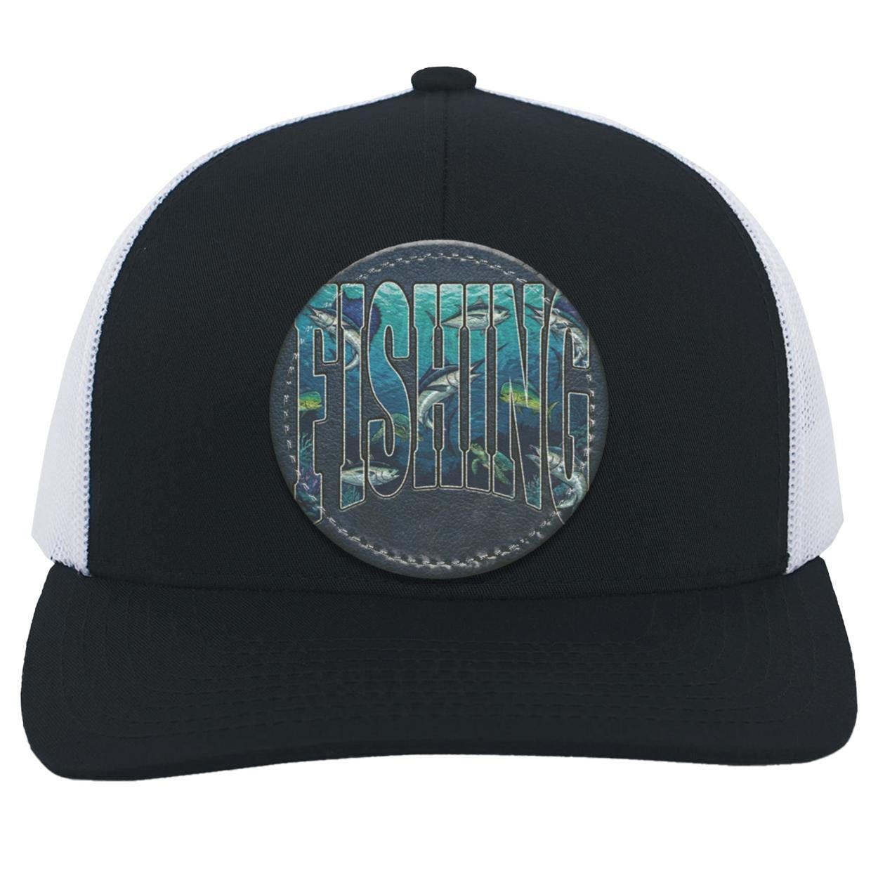 Ocean Fishing Trucker Hat | Vegan Leather Patch, Angler Gift, view 9