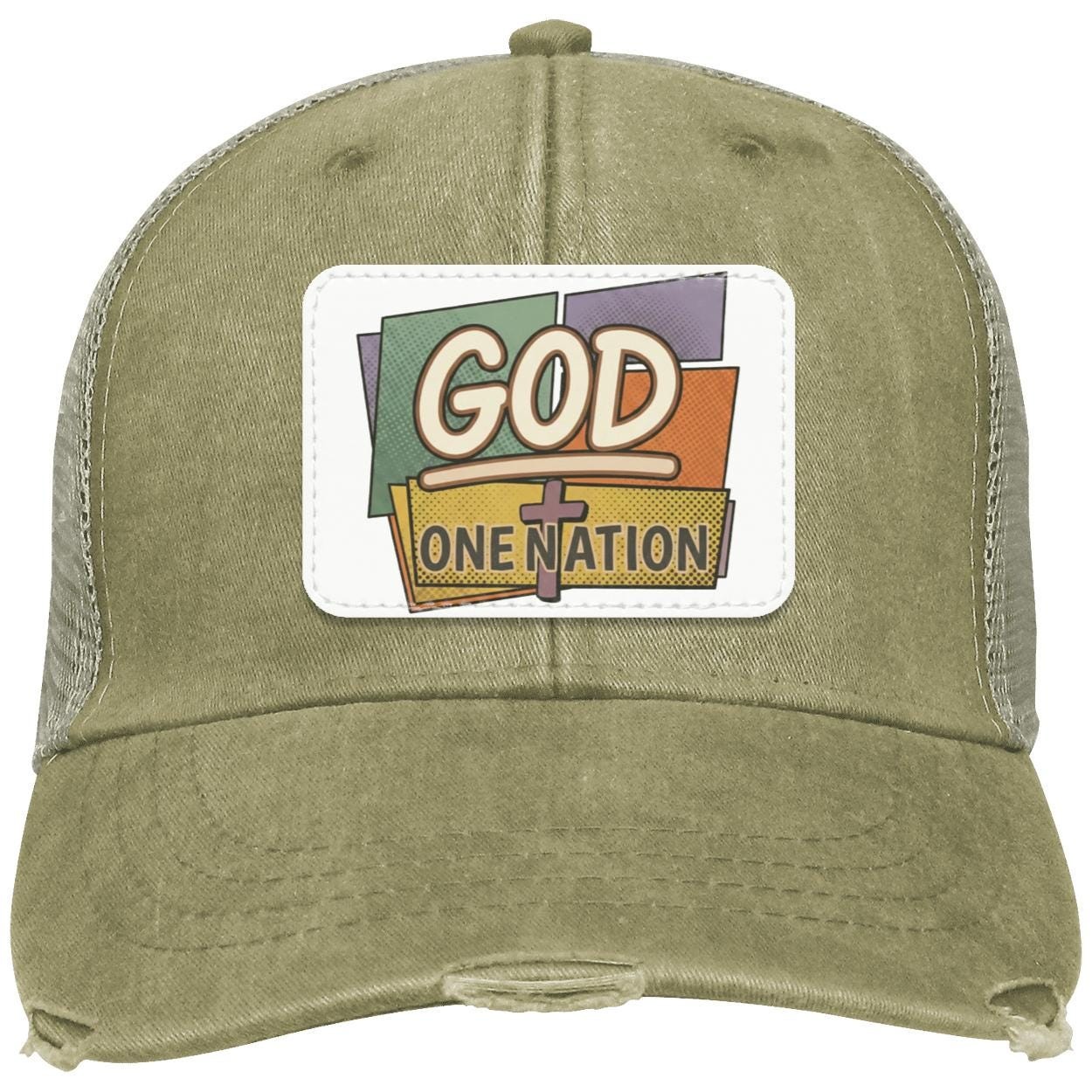 One Nation Under God | Retro Pop-Art Leather Patch Hat, view 4