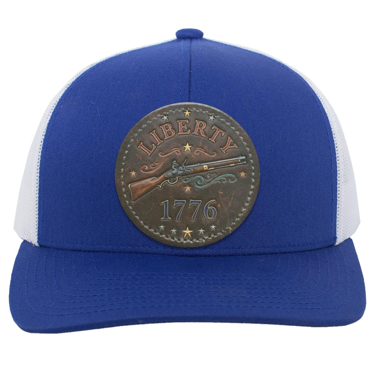 Patriotic Liberty 1776 Trucker Hat, Flintlock Rifle Vegan Leather Patch, view 5