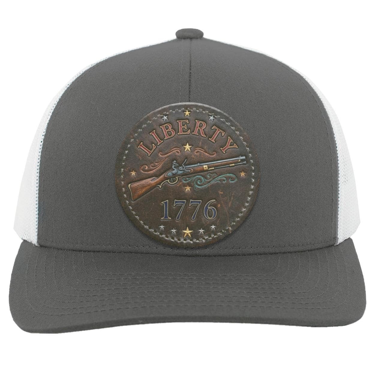 Patriotic Liberty 1776 Trucker Hat, Flintlock Rifle Vegan Leather Patch, view 6