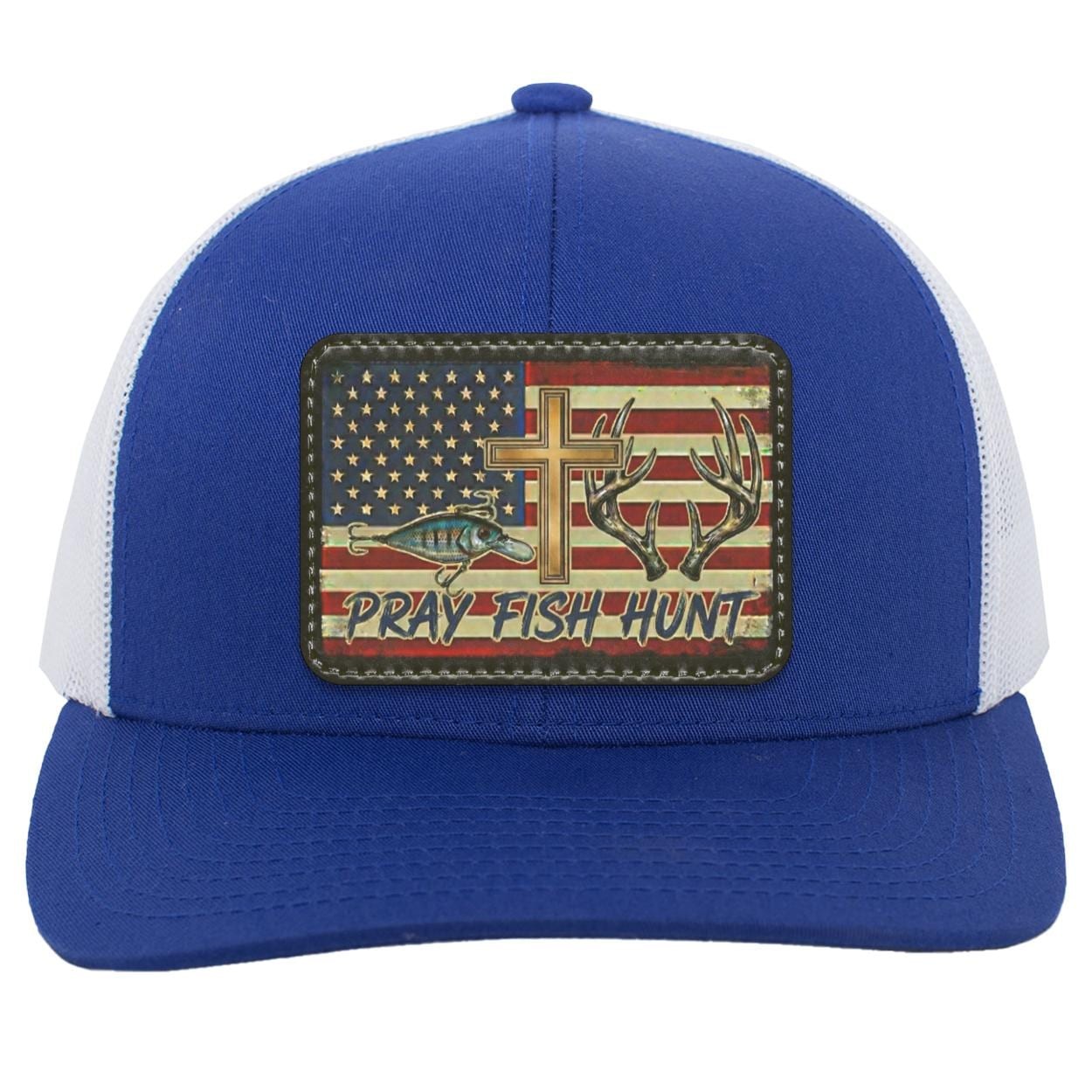 Pray Fish Hunt Trucker Hat | American Flag Patch, Christian Gift, view 8