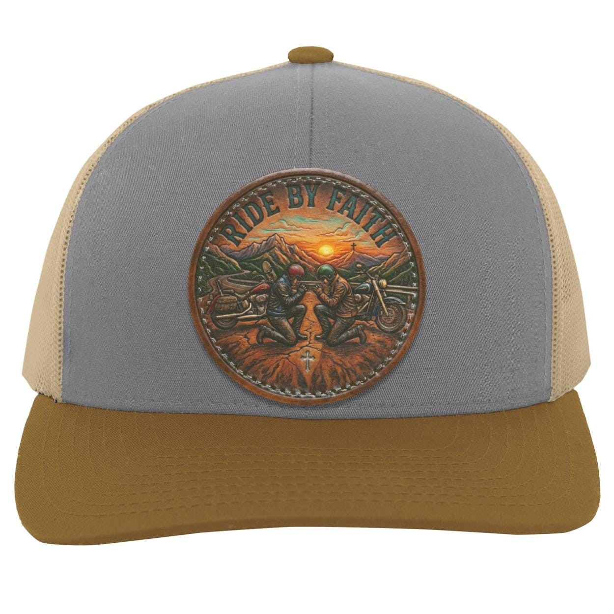 Ride By Faith Trucker Hat, Christian Biker Cap, Motorcycle Prayer Snapback, view 5
