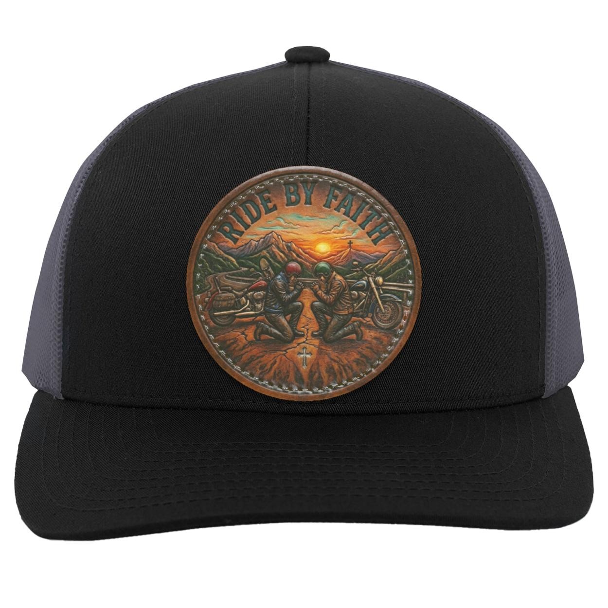 Ride By Faith Trucker Hat, Christian Biker Cap, Motorcycle Prayer Snapback, view 7