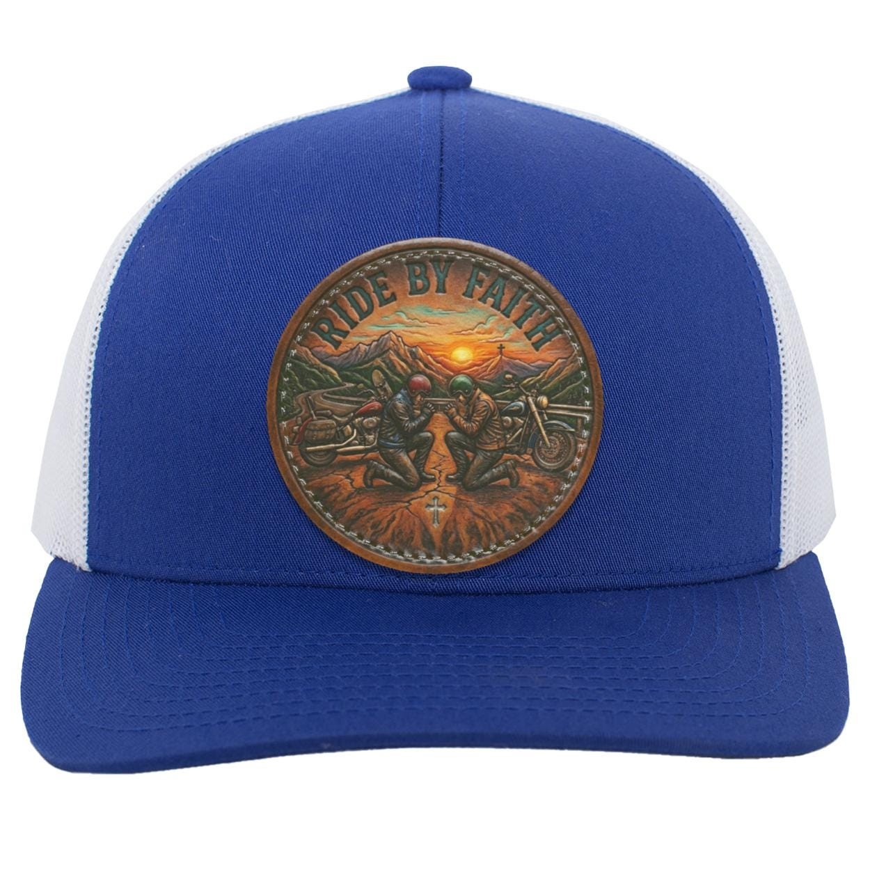 Ride By Faith Trucker Hat, Christian Biker Cap, Motorcycle Prayer Snapback, view 8