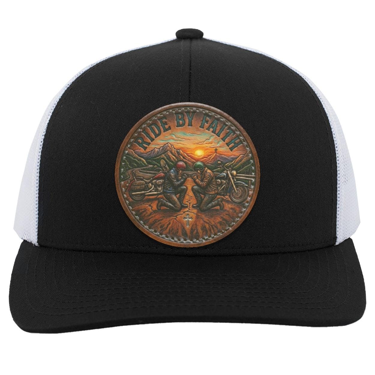 Ride By Faith Trucker Hat, Christian Biker Cap, Motorcycle Prayer Snapback, view 9