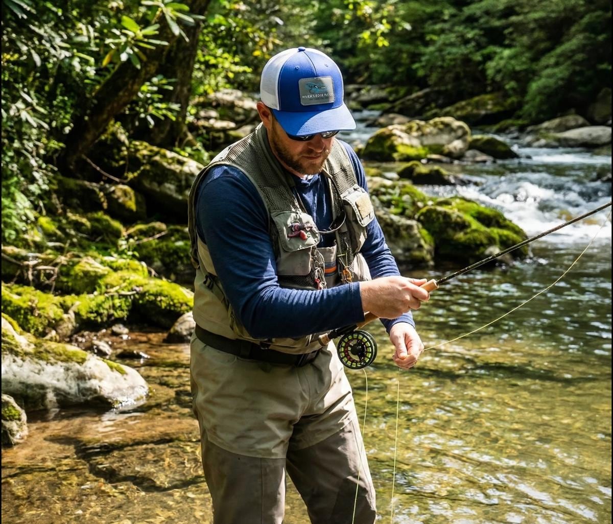 Rivers Edge Fly Co Patch Hat | Outdoors Trucker Hat, view 2