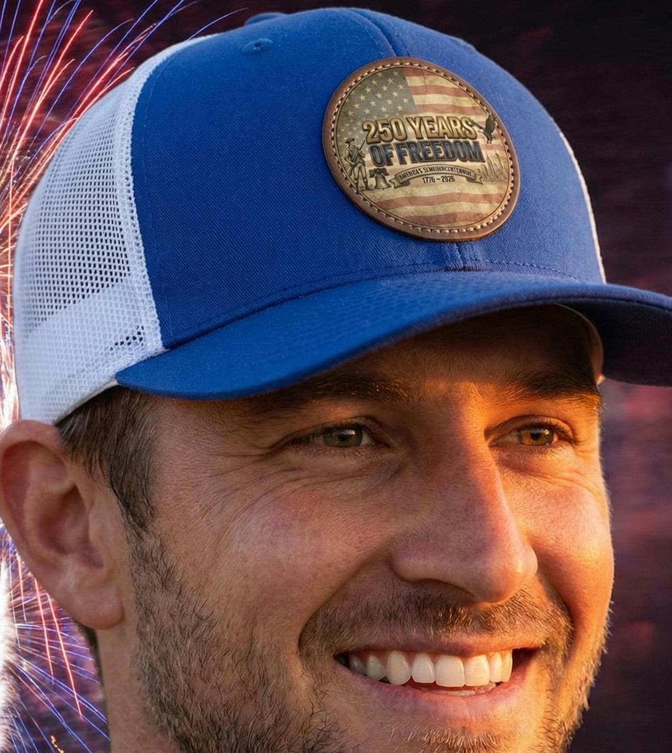 Semiquincentennial Trucker Hat | 250 Years of Freedom Patch, view 2
