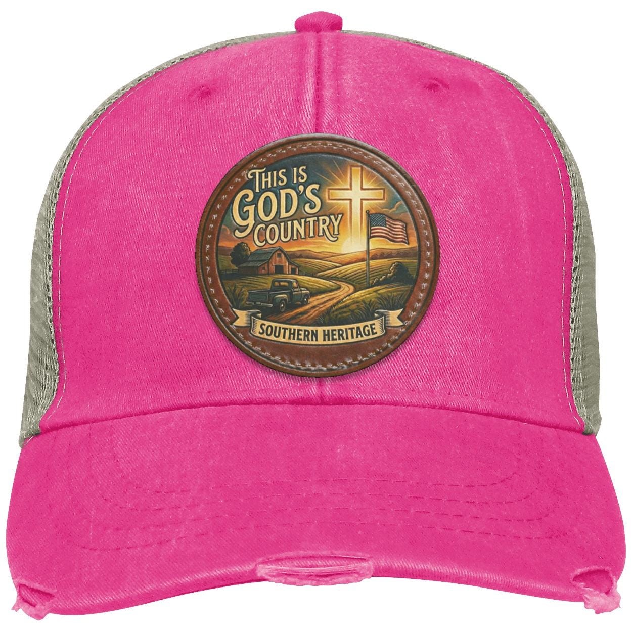 Southern Heritage | Distressed Cotton | Vegan Leather Patch |Christian Trucker Hat, view 9