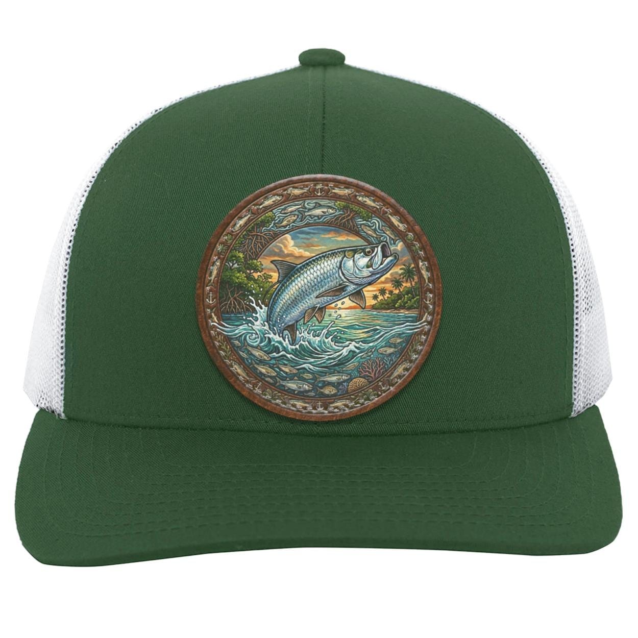 Tarpon Leather Patch Trucker Hat, Fly Fishing Saltwater Angler Cap, view 6