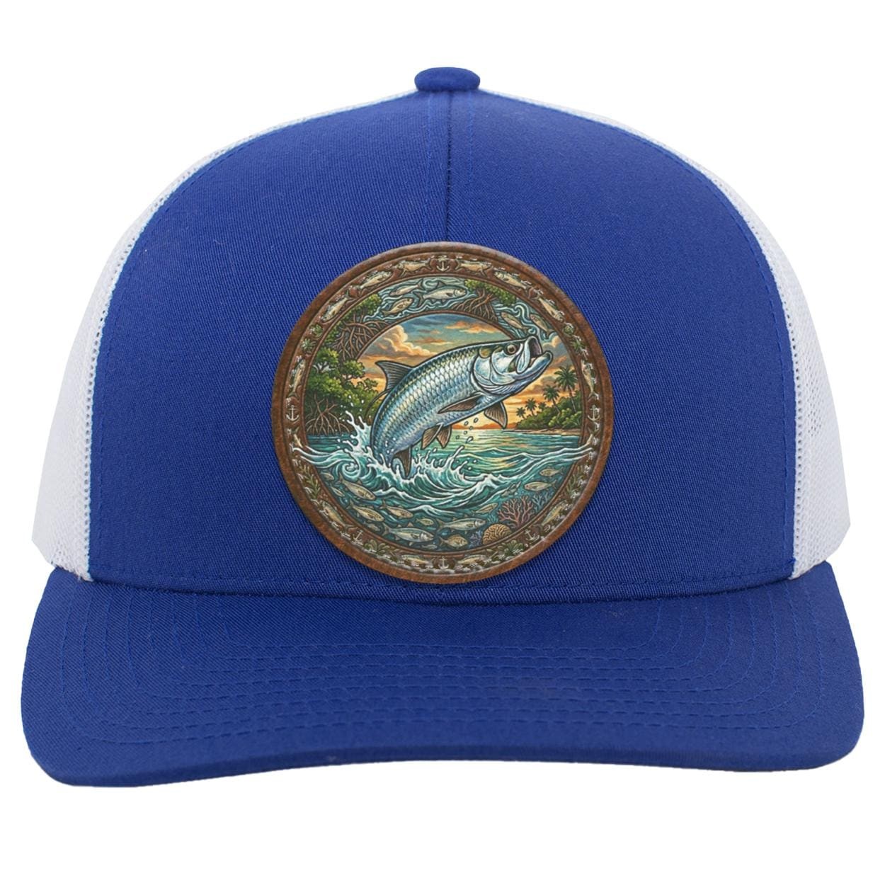 Tarpon Leather Patch Trucker Hat, Fly Fishing Saltwater Angler Cap, view 7