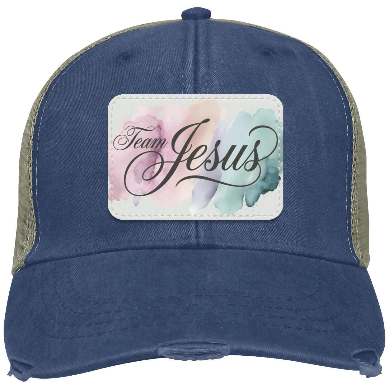Team Jesus Trucker Hat | Pink Distressed Christian Cap, view 8
