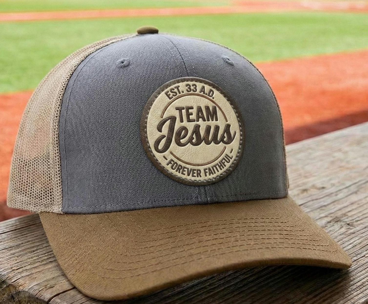 Team Jesus | Vegan Leather Patch | Christian Trucker Hat