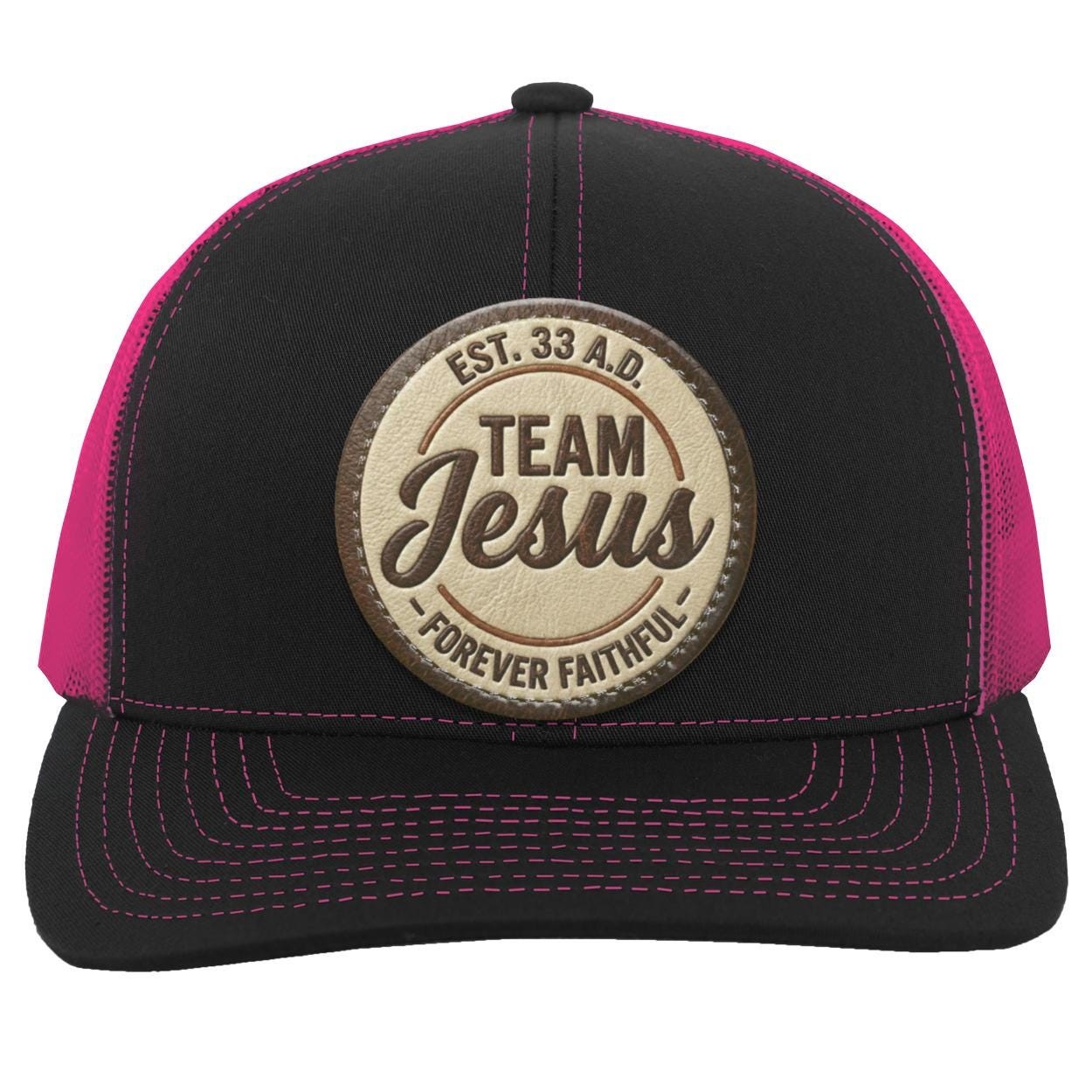 Team Jesus | Vegan Leather Patch | Christian Trucker Hat, view 4