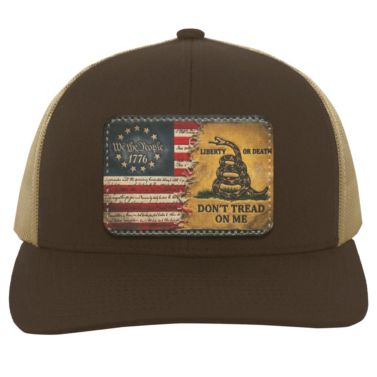 We The People 1776 Leather Patch Hat, Gadsden Flag Dont Tread On Me Snapback, Liberty Or Death Trucker Hat, Patriotic Gift For Him
