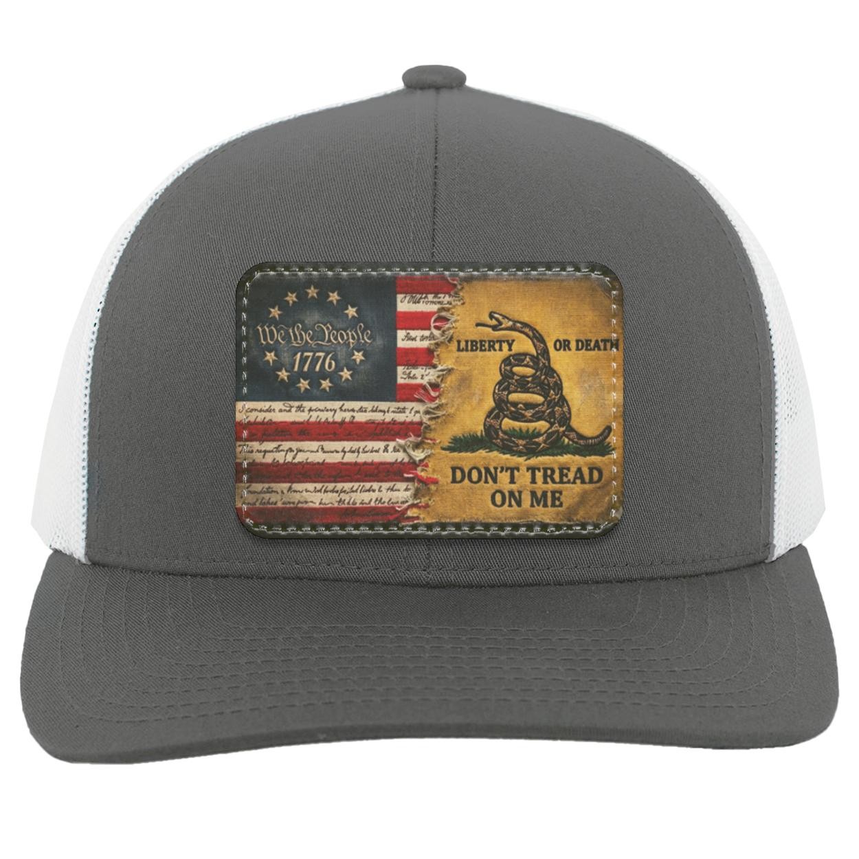 We The People 1776 Leather Patch Hat, Gadsden Flag Dont Tread On Me Snapback, Liberty Or Death Trucker Hat, Patriotic Gift For Him, view 2