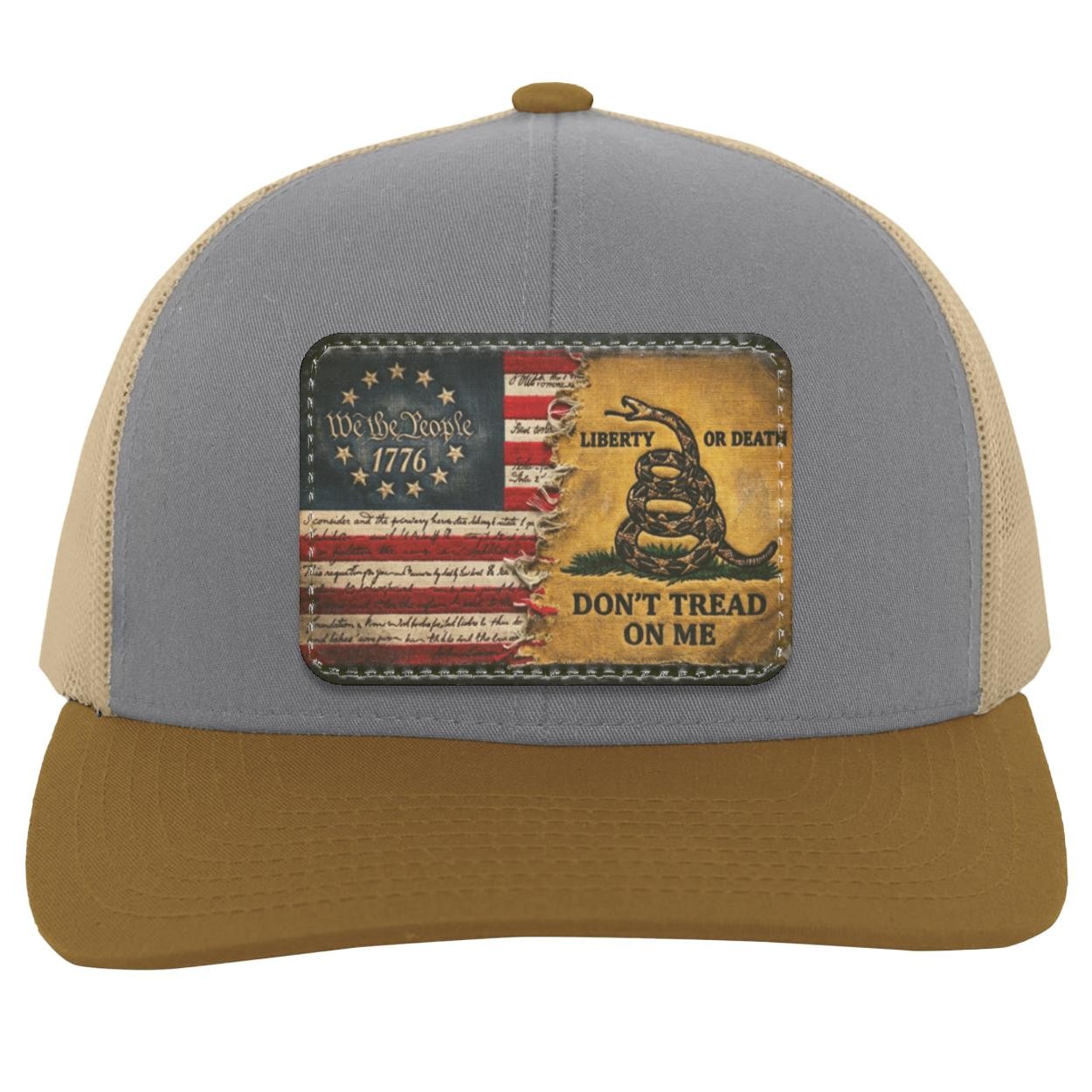 We The People 1776 Leather Patch Hat, Gadsden Flag Dont Tread On Me Snapback, Liberty Or Death Trucker Hat, Patriotic Gift For Him, view 3
