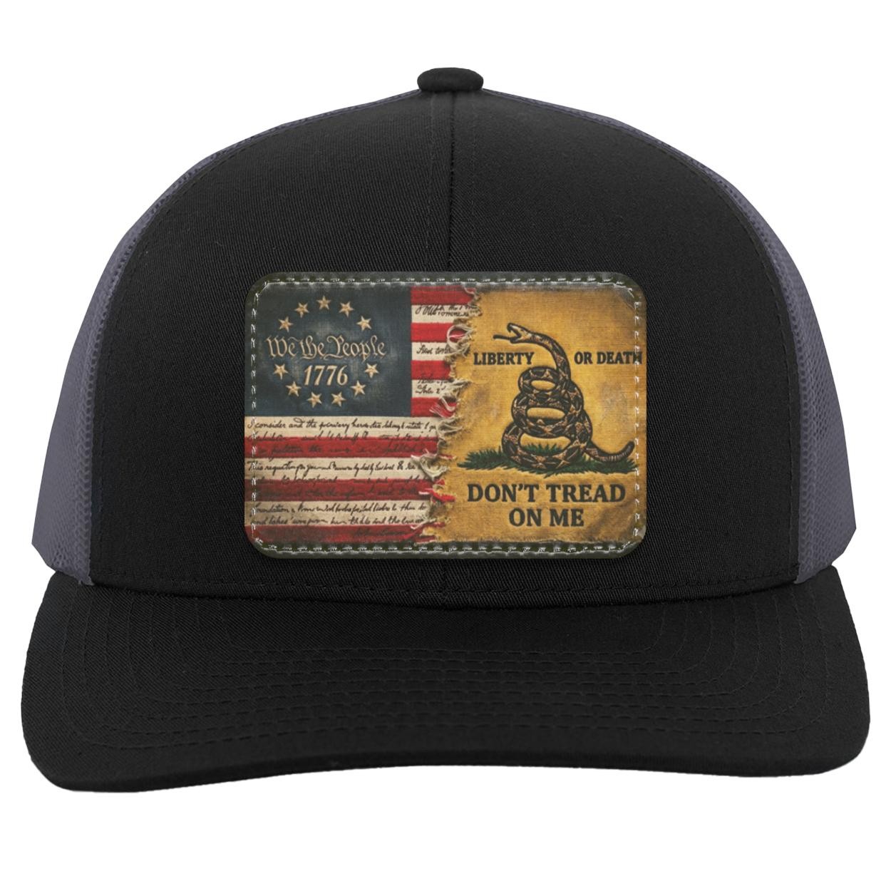 We The People 1776 Leather Patch Hat, Gadsden Flag Dont Tread On Me Snapback, Liberty Or Death Trucker Hat, Patriotic Gift For Him, view 4