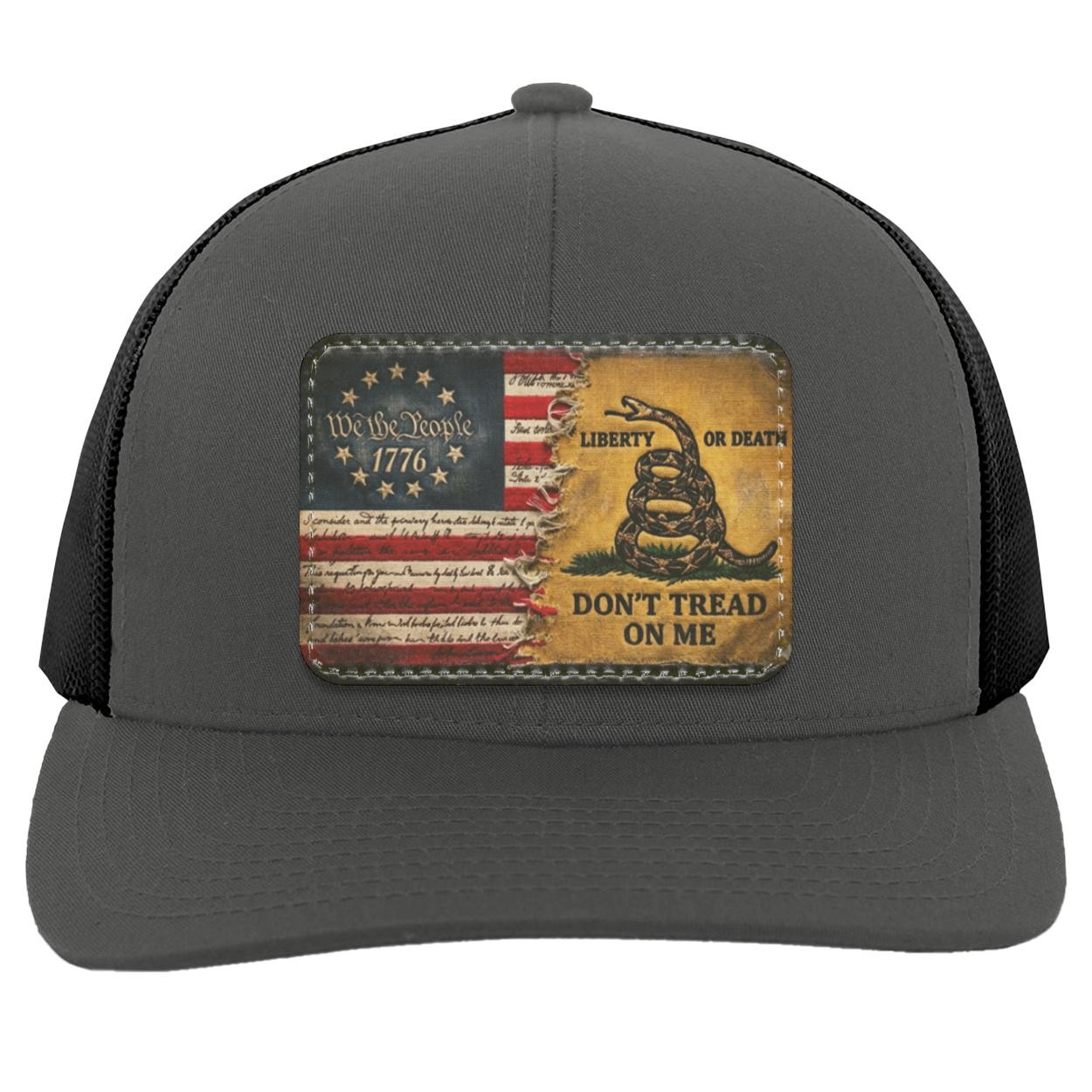 We The People 1776 Leather Patch Hat, Gadsden Flag Dont Tread On Me Snapback, Liberty Or Death Trucker Hat, Patriotic Gift For Him, view 6