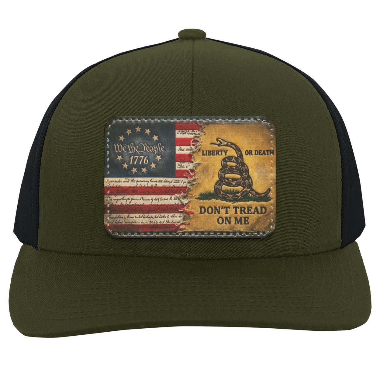 We The People 1776 Leather Patch Hat, Gadsden Flag Dont Tread On Me Snapback, Liberty Or Death Trucker Hat, Patriotic Gift For Him, view 9
